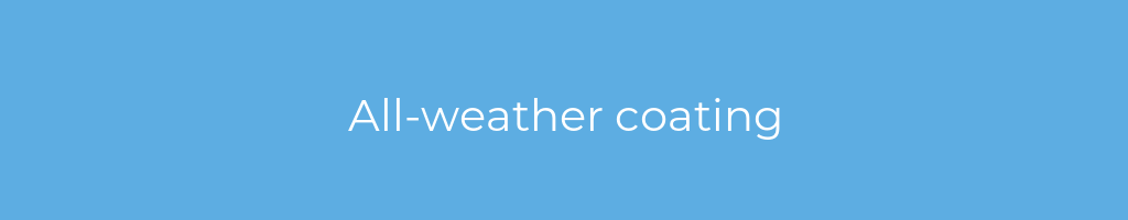 La imagen muestra un fondo azul con un texto centrado en letras blancas que muestra la palabra all-weather-coating 