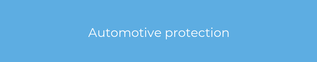 La imagen muestra un fondo azul con un texto centrado en letras blancas que muestra la palabra automotive-protection 