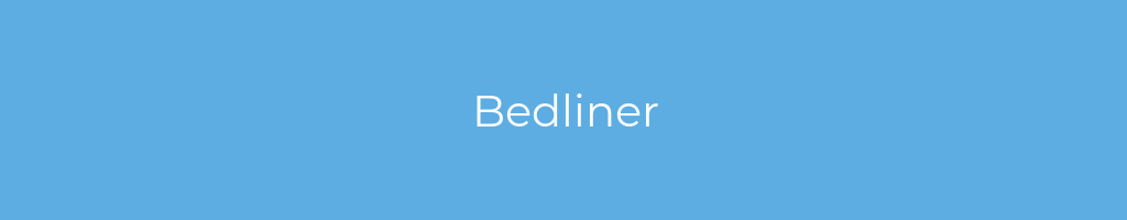 La imagen muestra un fondo azul con un texto centrado en letras blancas que muestra la palabra bedliner 