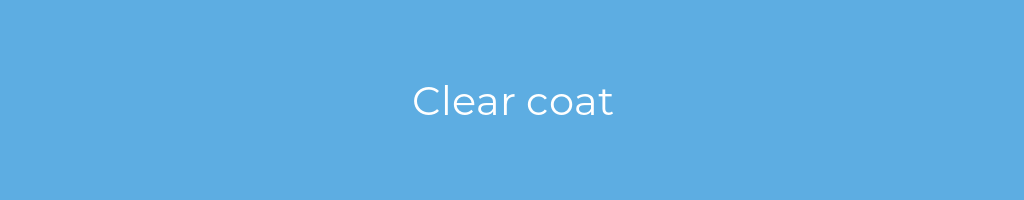 La imagen muestra un fondo azul con un texto centrado en letras blancas que muestra la palabra clear-coat 