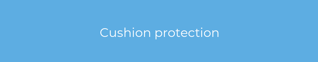 La imagen muestra un fondo azul con un texto centrado en letras blancas que muestra la palabra cushion-protection 