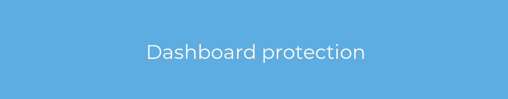 La imagen muestra un fondo azul con un texto centrado en letras blancas que muestra la palabra dashboard-protection 