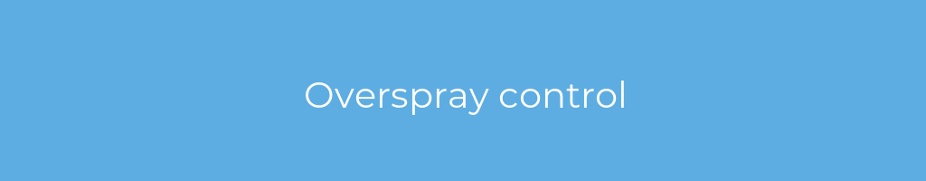 La imagen muestra un fondo azul con un texto centrado en letras blancas que muestra la palabra overspray-control 