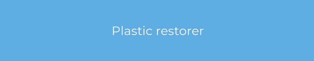 La imagen muestra un fondo azul con un texto centrado en letras blancas que muestra la palabra plastic-restorer 