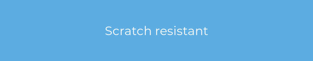 La imagen muestra un fondo azul con un texto centrado en letras blancas que muestra la palabra scratch-resistant 