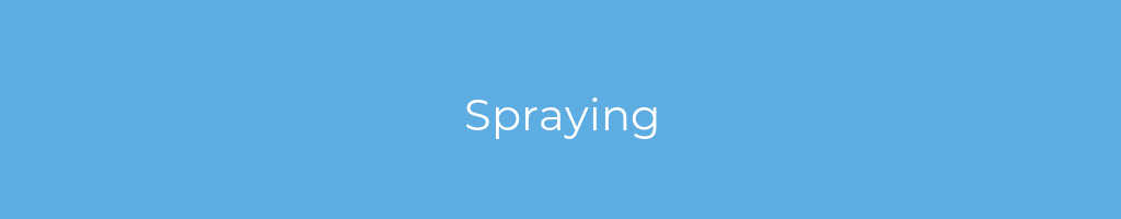 La imagen muestra un fondo azul con un texto centrado en letras blancas que muestra la palabra spraying 