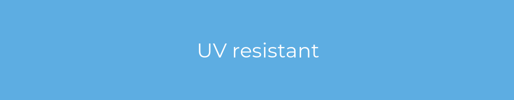 La imagen muestra un fondo azul con un texto centrado en letras blancas que muestra la palabra uv-resistant 